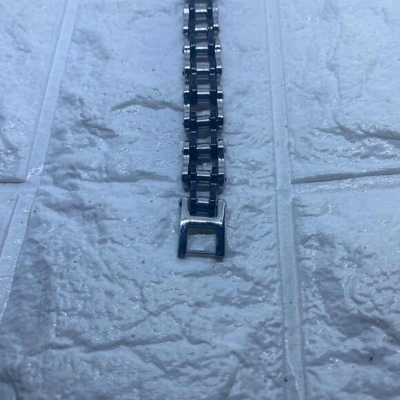 13MM Stainless Steel Silver & Black Motorcycle Biker Chain Link Bracelet For Men - Picture 6 of 9